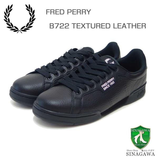 FRED PERRY フレッドペリー  B1315 220（ユニセックス）B722 TEXTURED LEATHER/SNCE1952  カラー：BLACK 天然皮革のローカットスニーカー 「靴」 FRED PERRY（フレッドペリー） B1315 220（ユニセックス）B722