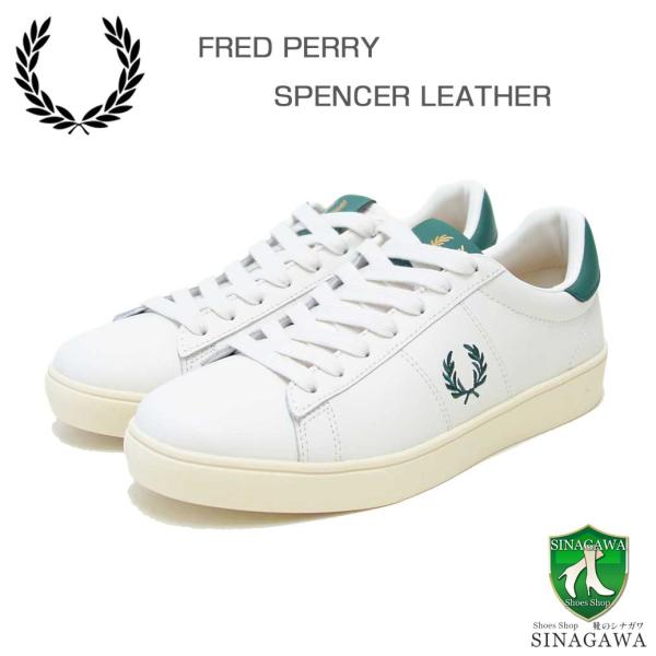 FRED PERRY フレッドペリー  B 4334 D06（ユニセックス）SPENCER LEATHER （スペンサー レザー） カラー：LIGHT ECRU 天然皮革のローカットスニーカー 「靴」 FRED PERRY（フレッドペリー） B 4334 D06（ユニセックス）SPENCER