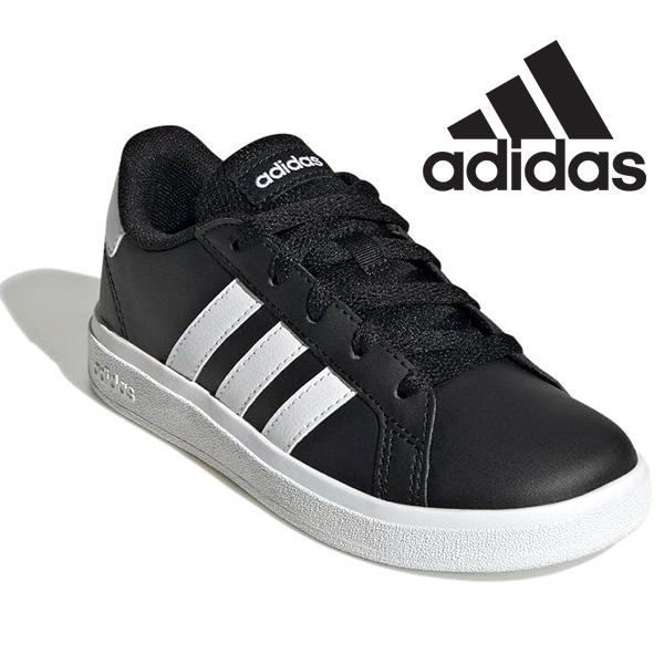 adidas アディダス スニーカー キッズ 靴 黒 ブラック 通学
