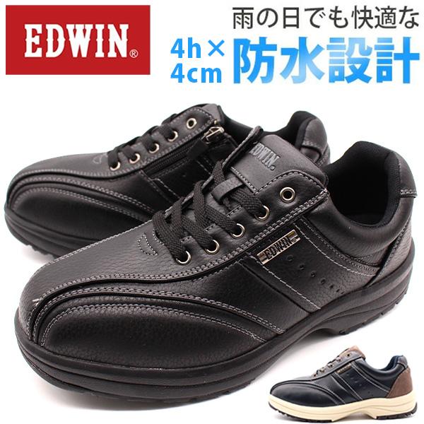 EDWIN（エドウィン） スニーカー メンズ 靴 黒 ブラック 防水 雨の日