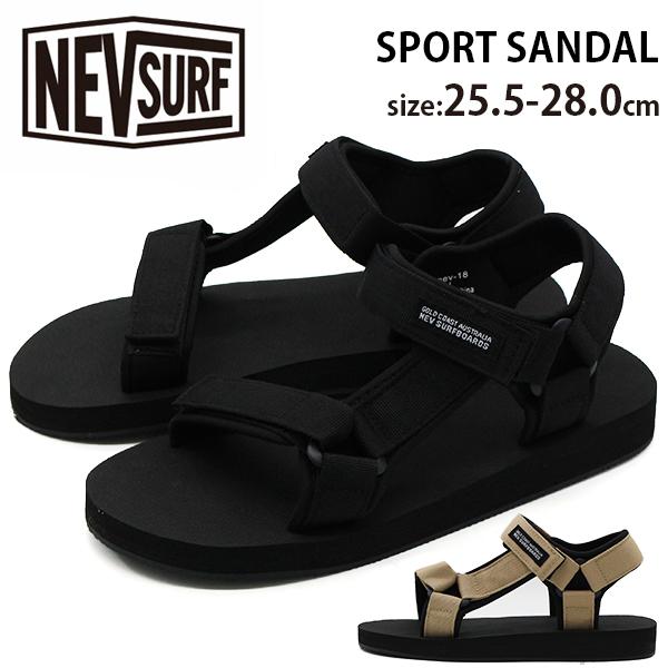 NEV SURF サンダル メンズ 靴 スポーツサンダル 黒 軽量 滑り