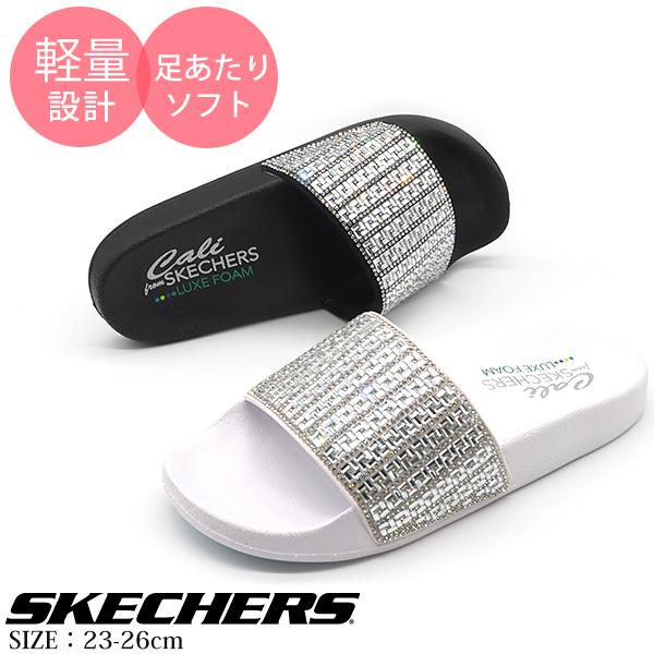 SKECHERS（スケッチャーズ） サンダル レディース 靴 黒 ブラック 白