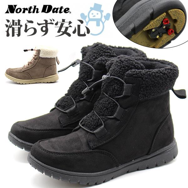 NORTH DATE（ノースデイト） ブーツ レディース 長靴 黒色 ブラック