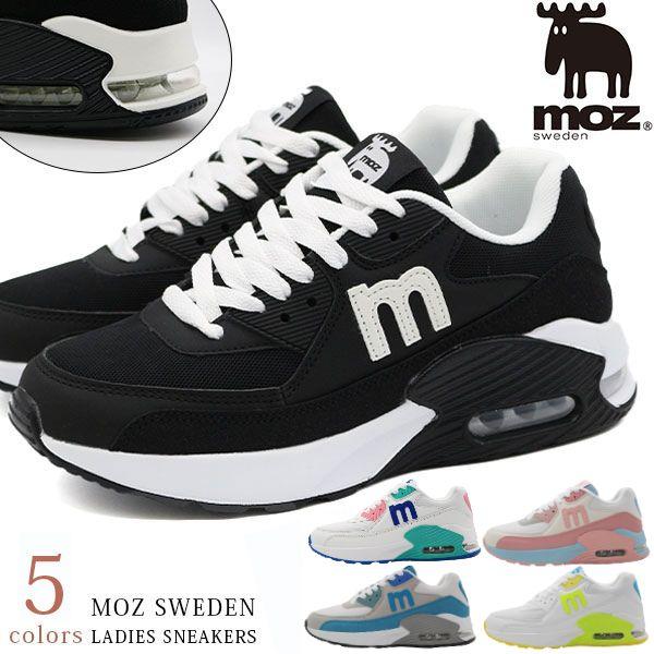moz（モズ） スニーカー レディース 靴 黒 ブラック エアークッション