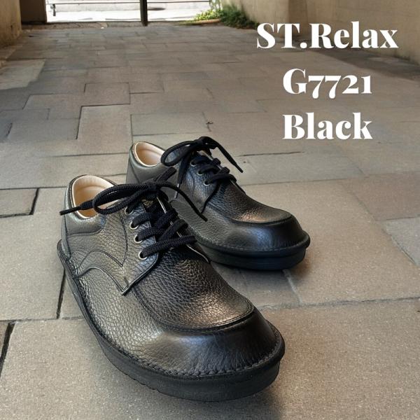 St.Relax コンフォートシューズUチップウ／エンボスレザー／BLK／BR