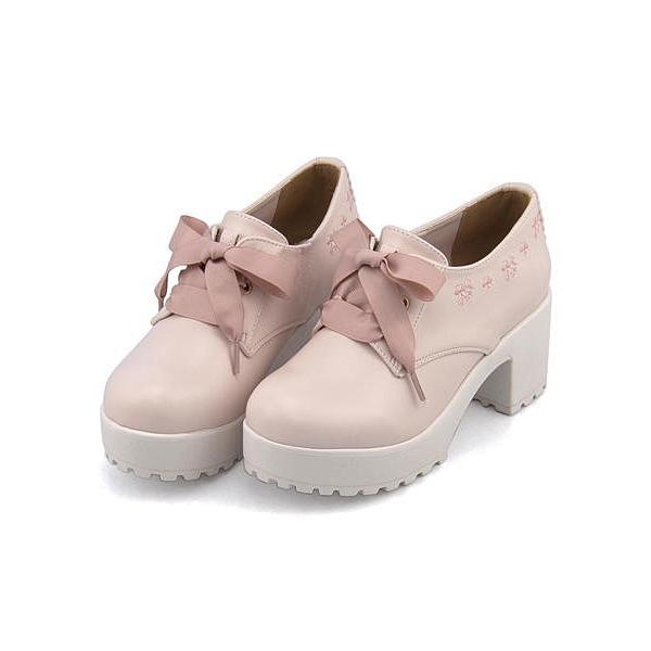 プリムヴェールリズリサ 厚底 パンプス 痛くない 太ヒール レディース リボン 軽量 プラットフォーム 美脚 Primevere Liz Lisa 18 ピンク シューズダイレクト Yahoo 店 通販 Yahoo ショッピング