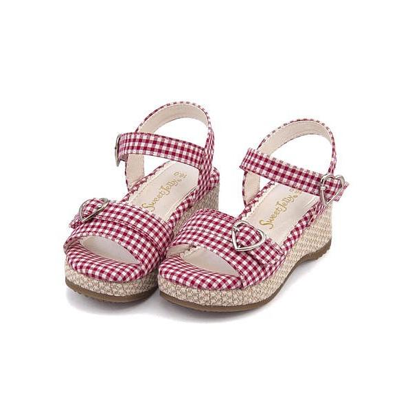 サンダル ウェッジソール アンクルストラップ 女の子 キッズ 子供靴 ギンガムチェック スイートジェリー Sweet Jelly レッド シューズダイレクト Yahoo 店 通販 Yahoo ショッピング