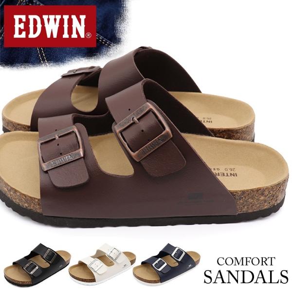 EDWIN エドウィン サンダル メンズ ベルト フットベット カジュアル コンフォート 軽量 黒 白 紺 茶 爆買