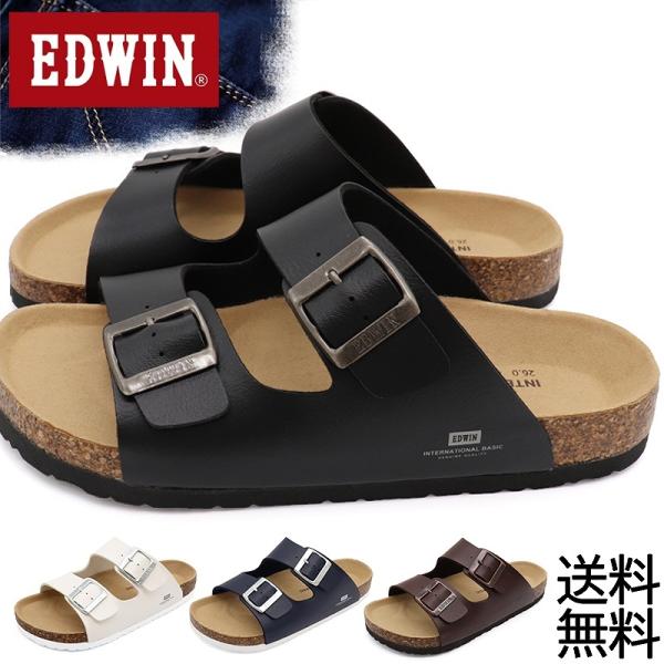 EDWIN エドウィン サンダル メンズ ベルト フットベット カジュアル コンフォート 軽量 黒 白 紺 茶 爆買