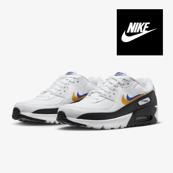 NIKE Air Max 90 GS White/Deep Royal Blue/Universit...