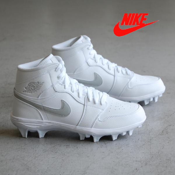 NIKE Jordan 1 Mid TD White/Grey Fog/White ナイキ ジョーダン ワン ミッド ホワイト グレー アメリカ  フットボール アメフト スパイク 野球 ラクロス 海外 USA