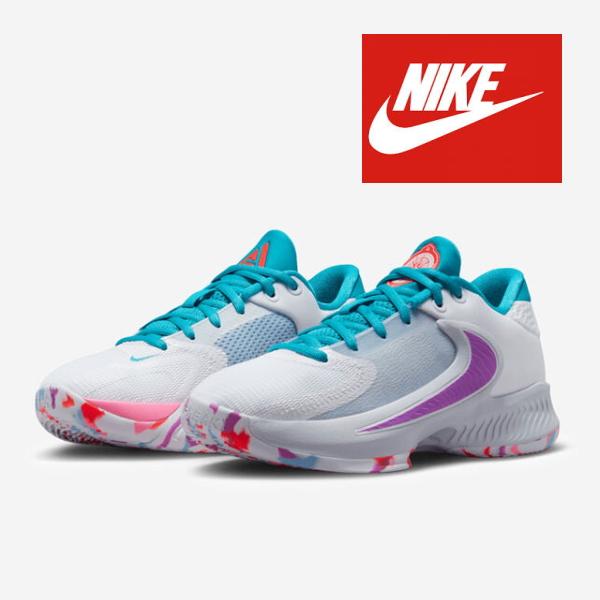 NIKE Zoom Freak 4 GS White/Fuchsia Dream/Football Grey ナイキ ズーム フリーク 4  グレードスクール ホワイト カラフル キッズ バッシュ ヤニス USA 海外