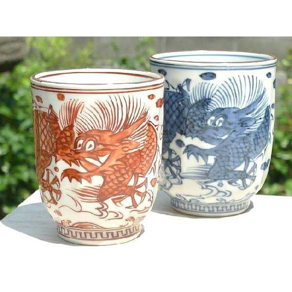 京焼 清水焼 平八龍夫婦湯呑 芳山 青赤 : 松韻堂 Yahoo!店 - 通販