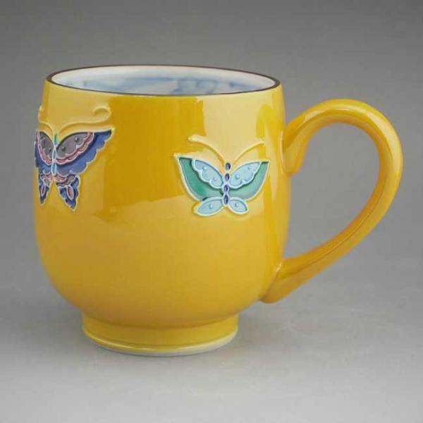 京焼 清水焼 黄交趾蝶々マグカップ 昇峰 : 松韻堂 Yahoo!店 - 通販