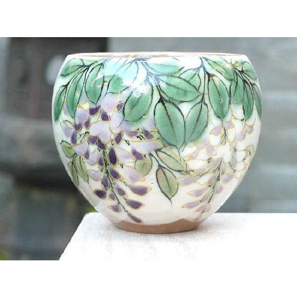 京都京焼・清水焼窯元 藤の花　陶あん 茶碗 京焼 清水焼 藤お茶呑み茶碗 陶あん 単品花揃え : 松韻堂 Yahoo!店