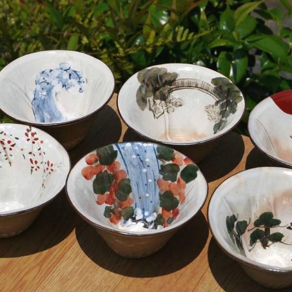 京焼 清水焼　富嶽六景お茶呑茶碗揃え　俊山　茶器 shoindo_7531