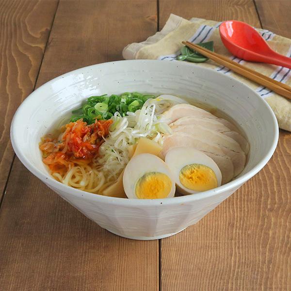 粉引 しのぎ刷毛目 6.8ラーメンどんぶり（21.7cm）丼ぶり 丼 和食器