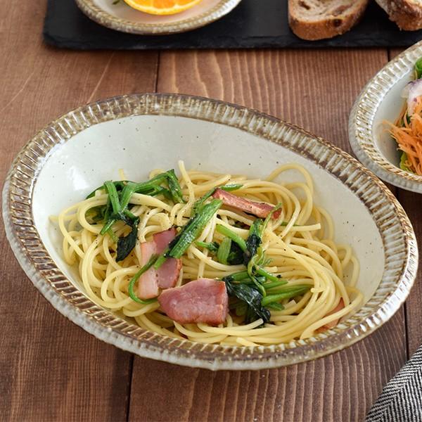 和食器 楕円鉢（渕錆粉引）中鉢 楕円中鉢 カレー皿 パスタ皿 パスタ