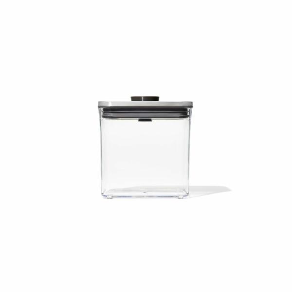 OXO オクソー ステンレスポップコンテナ レクタングル ショート 保存容器 ワンタッチ 省スペース スタッキング 透明 コーヒー 爆買