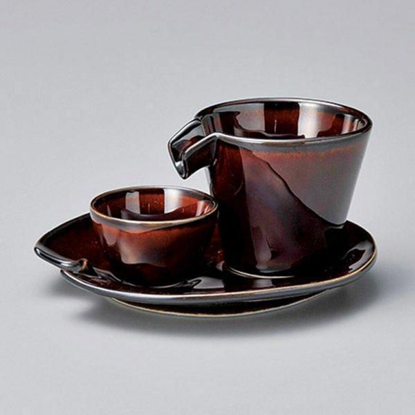 漆ブラウンしずる冷酒セット 和食器 徳利 ブラウン系 業務用 g-210235/31-48348-101