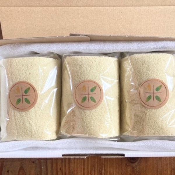 【こめトわロール】自然栽培米ゆきひかりの米粉で作ったロールケーキ（冷凍） 3本
