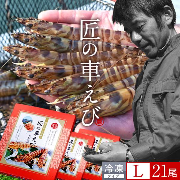 車海老 天草 冷凍 活き〆 大L 21尾［7尾入250g×3P］車えび 刺身 焼き フライ 熊本県 養殖 くるまえび 島育ち匠の車えび［産直食品 ホワイトデーギフト］