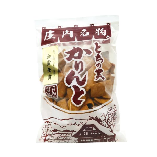 ★とちの実かりんとは「手造りかりんと」です★山形県は庄内、水と空気のきれいな朝日連峰で育ったとちの実を入れ、昔ながらの手造り手法で作り上げました。油は純植物油を使用し甘さをひかえ、とちの実の風味を生かしたカリッとした味が自慢です。＊卵・小麦...