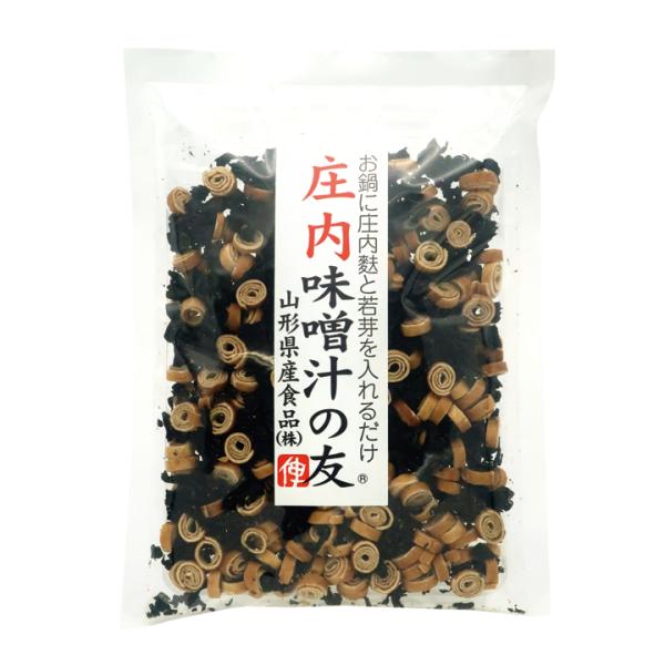 昔懐かしい味で、毎日食卓に欲しくなる。庄内麩と若芽（わかめ）の「庄内味噌汁の友」。ご自宅の味噌汁の具にぜひ！ひとつまみ入れるだけで手軽においしいお味噌汁がお楽しみいただけます。■お召し上がり方「庄内麩」と「わかめ」をひとつまみし、味噌汁鍋に...