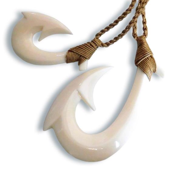 ボーンカービング ハワイアンジュエリー フィッシュフック ペア