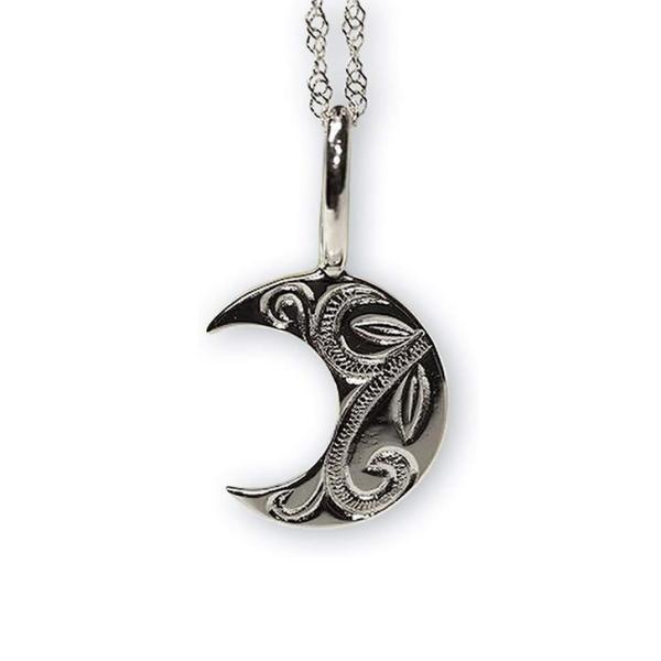 ハワイアンジュエリー ネックレス ペンダントヘッド ムーン スクロール ペンダントトップ 誕生石 オプション SILVER925 メンズ レディース ペア も最適 jyu019