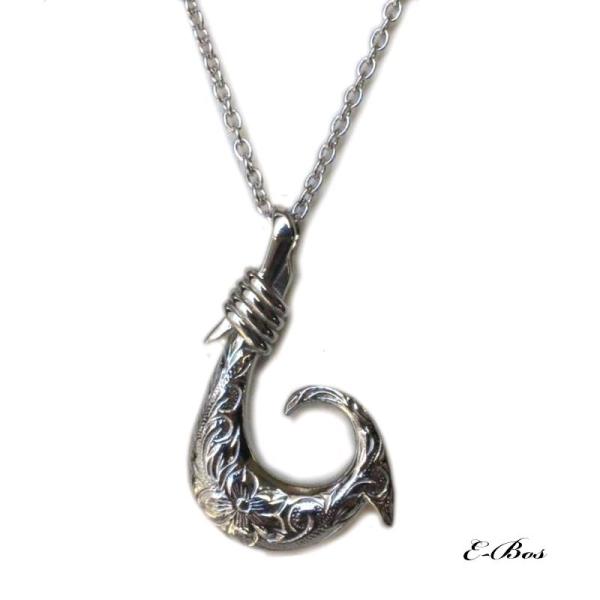 ハワイアンジュエリー フィッシュフック ネックレス 「チェーン付き」 ペア も グッドなサイズ感 メンズ レディース Surgical Stainless316L ksf032