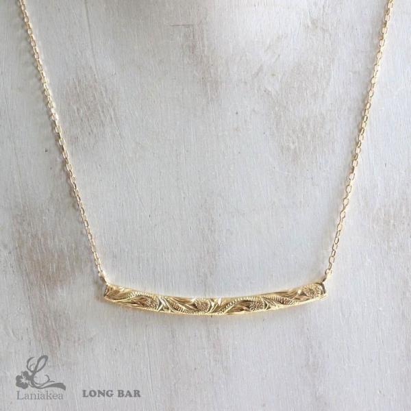 ハワイアンジュエリー ネックレス Laniakea バー ペンダント 選べる素材 K10 K18 SIVER925 メンズ レディース ペア も最適 lfp119