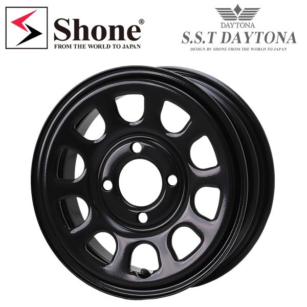 新品 1本価格 会社宛 送料無料 12×4J 4穴 100mm ET+40 SHONE SST DAYTONA デイトナ オールブラック スチール 軽トラック 軽バン NO,SH451