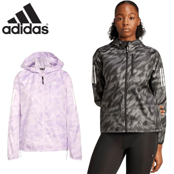 アディダス レディース OTR AOP JKT W 陸上 ウェア 競技 長袖 アウター ジャケット 総柄プリント ランニング リフレクターディテール KRI50