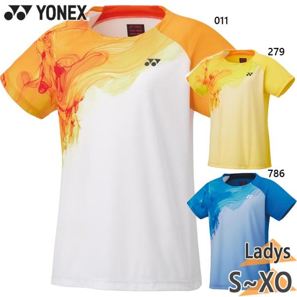 YONEX バドミントン 半袖シャツ ホワイト/イエロー YONEX バドミントン 半袖シャツ ホワイト/イエロー 即日発送