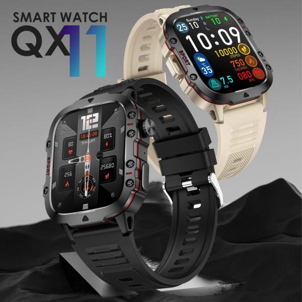 QX11 スマートウォッチ 1.96インチ 腕時計 通話 通知 スマホ GloryFit アプリ連携 スマート時計スマートウォッチ QX111.96インチ ディスプレイを搭載。画質は鮮明で色彩豊か。より良い視覚体験をもたらします。Bleto...