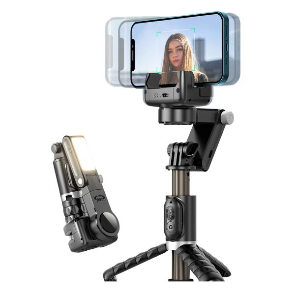 ジンバル スタビライザー 三脚一体型 高性能 シングル軸 自撮り棒 スマホ LEDライト付 Bluetooth リモコン機能説明1. 「安定撮影」を実現！高性能シングル軸スタビライザーによる安定化技術を採用。歩きながらの撮影や動きのあるシー...