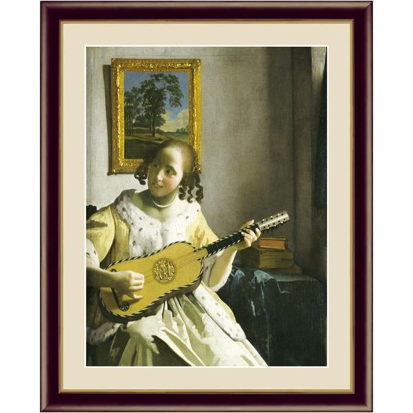 〔フェルメールの代表作〕謎多き画家 鮮やかな青色 ヨハネス・フェルメール（Johannes Vermeer）F4号 ギターを弾く女