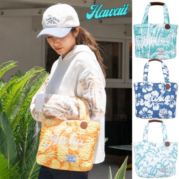 トートバッグ キルティング ミニトート ランチバッグ サブバッグ kahiko カヒコ ハワイアン アロハ Aloha 刺繍 ハイビスカス パイナップル ホヌ マチあり