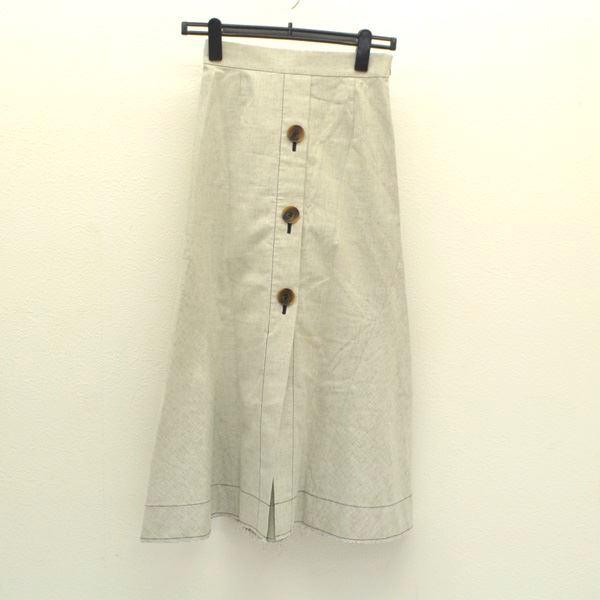 LE CIEL BLEU / ルシェルブルー ミックスリネンスカート/グレー/ロング  