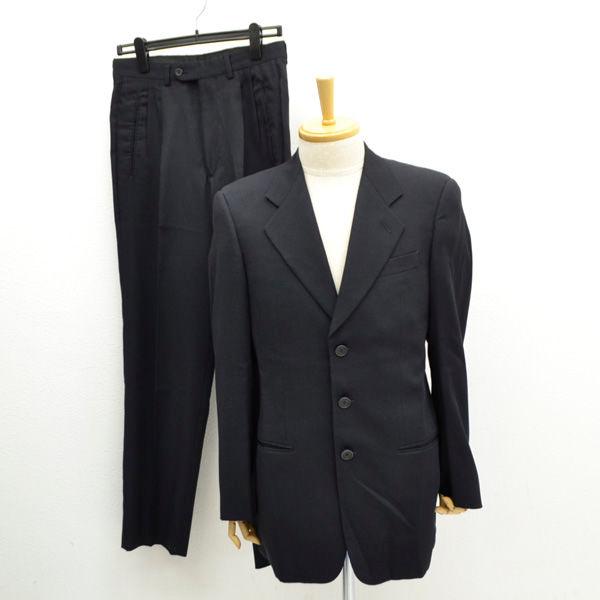 Giorgio Armani ジョルジオ アルマーニ スーツ セットアップ 3b シングル ストライプ 2タック ネイビー サイズ44 メンズ 中古 Archery 通販 Yahoo ショッピング