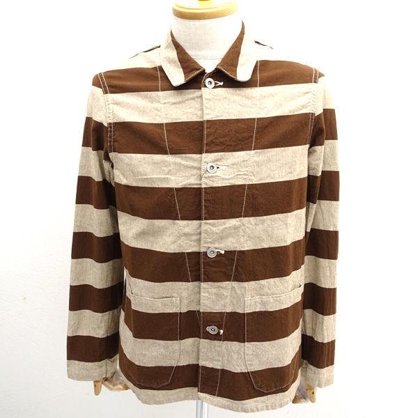 Hellers Cafe へラーズカフェ Prisoner Jacket ジャケット コットン ボーダー柄 ブラウン サイズ36 S メンズ 中古 Archery 通販 Yahoo ショッピング