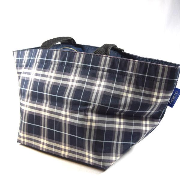 BURBERRY BLUE LABEL / バーバリーブルーレーベル トートバッグ/チェック柄/ナイロン/ネイビー×グレー レディース 中古 BURBERRY BLUE LABEL / バーバリーブルーレーベル トートバッグ/チェック柄/ナイロン/ネイビー×グレー レディース 中古