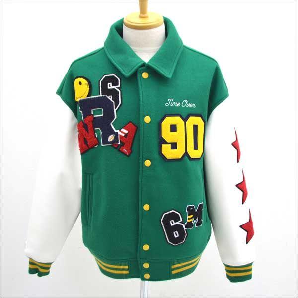 AGEM / 9　/　エージェム ◆スタジャン/合皮/ワッペン/グリーン×ホワイト/フリーサイズ メンズファッション 【古着】 【中古】 AGEM / 9 エージェム スタジャン/合皮/ワッペン/グリーン×ホワイト