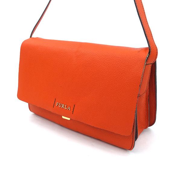 FURLA / フルラ ショルダーバッグ/レザー/ロゴ/フラップ式/オレンジ