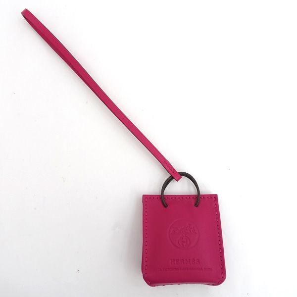 HERMES / エルメス バッグチャーム サックオランジュ ピンク レザー 