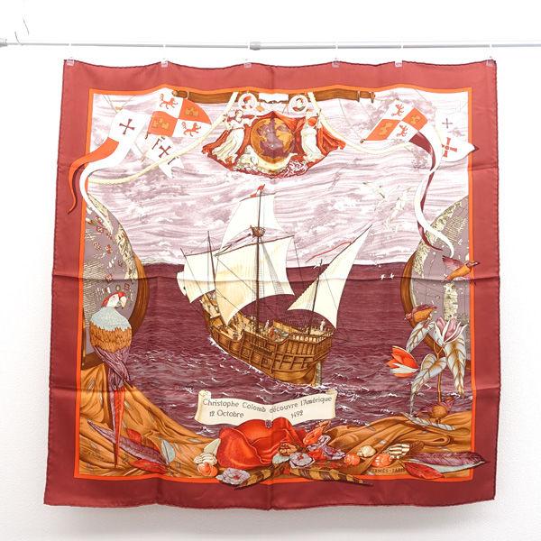 HERMES / エルメス ◆カレ 90 Christophe Colomb コロンブス 大判 スカーフ 【レディース/ガールズ/LADY/女性/婦人】 【中古】 HERMES（エルメス） カレ 90 Christophe Colomb コロンブス 大判