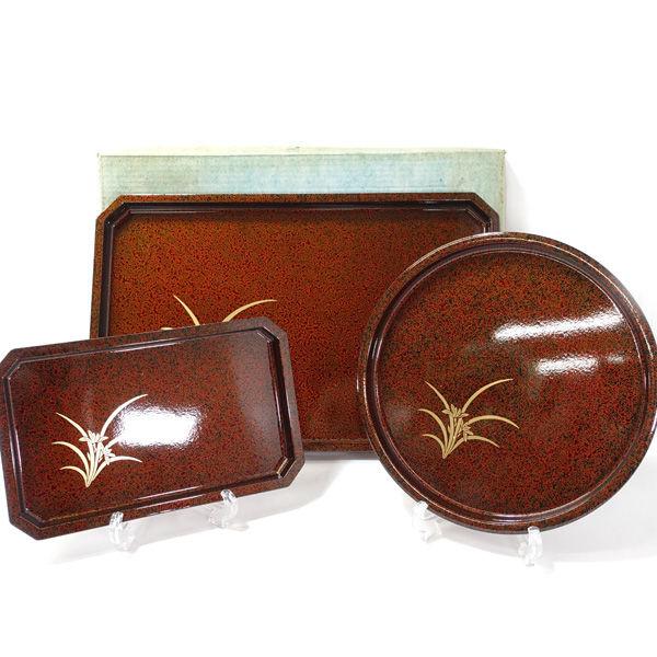 会津塗 金虫喰塗 漆器会津塗/金虫喰塗 組盆揃 3個組 ギフト 未使用