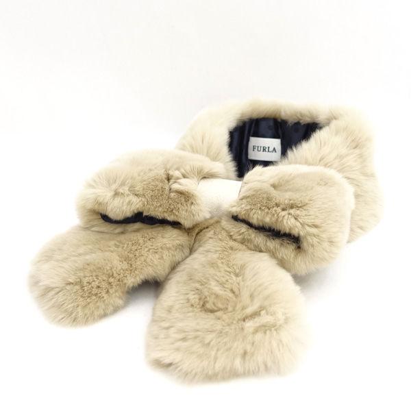 FURLA / フルラ リボンマフラー/レッキスファー/ベージュ/タグ付き  