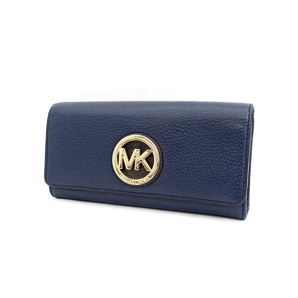 MICHAEL KORS / マイケルコース  二つ折り長財布/レザー/ロゴ/ネイビー 35F0GFTE1L レディースファッション 中古